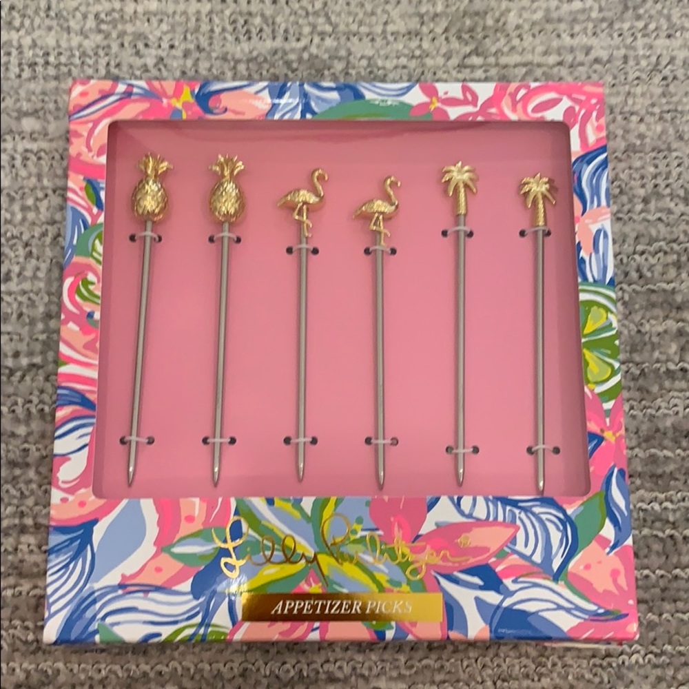 NWT—-Lilly Pulitzer Gold/Stainless Appetizer Picks